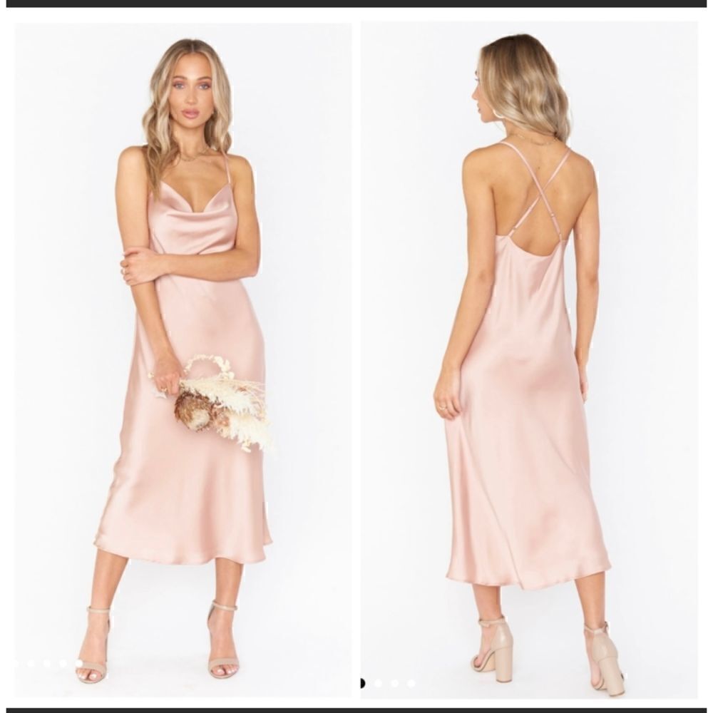 Show me Your Mumu Verona Cowl Dress in Rose Gold Size M NWOT